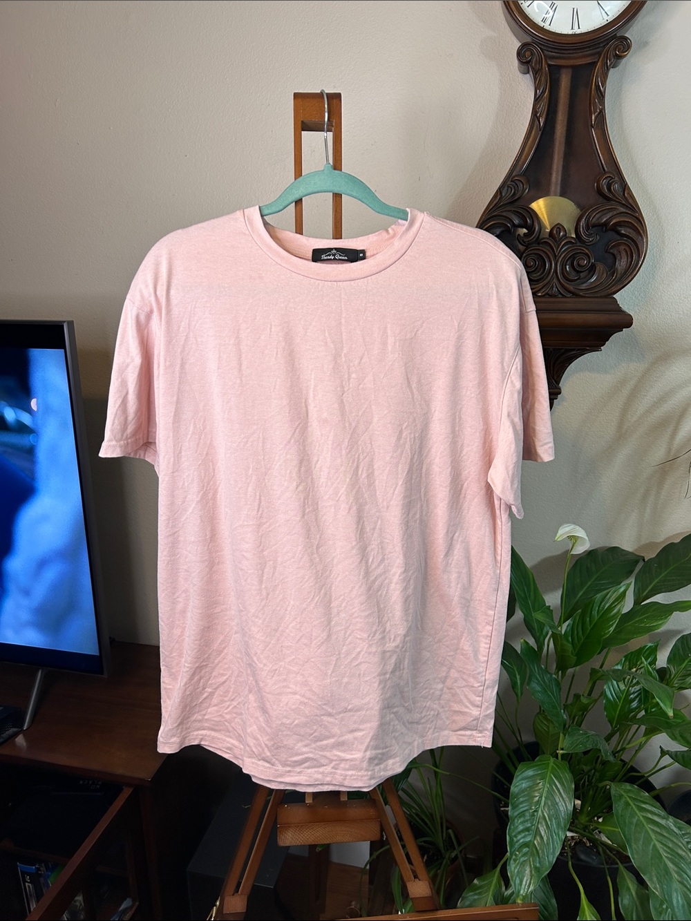 Oversized Crew Neck Short Sleeve Tee in Light Pink